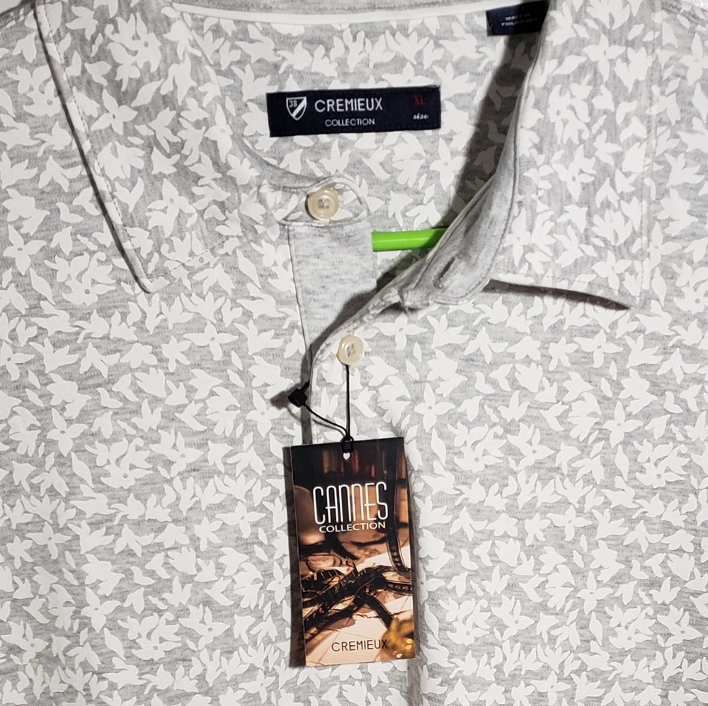 Cremieux Cannes Collection Gray/White Polo Shirt